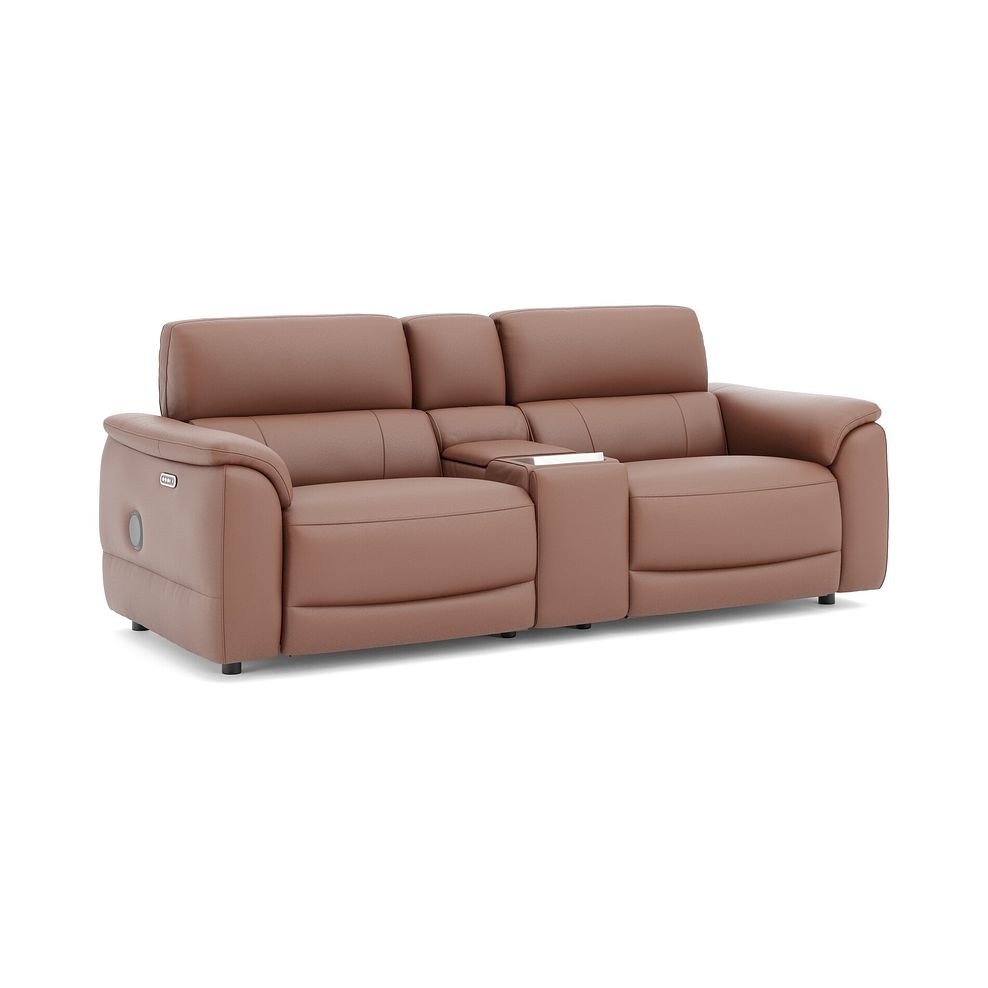 Phoenix 2.5 Seater Power Recliner Console Sofa with Smart Screen and Speakers in  Mocha Mousse Leather 1