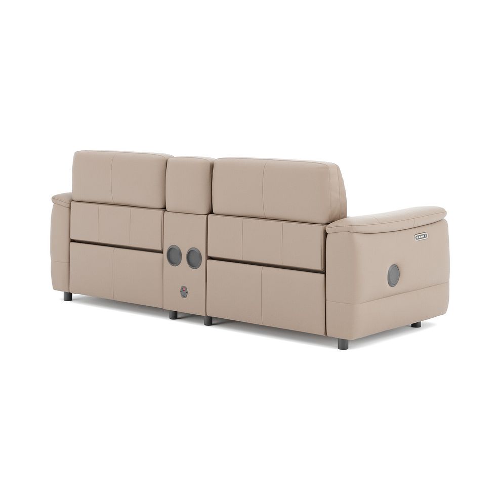 Phoenix 2.5 Seater Power Recliner Console Sofa with Smart Screen and Speakers in  Mushroom Leather 5