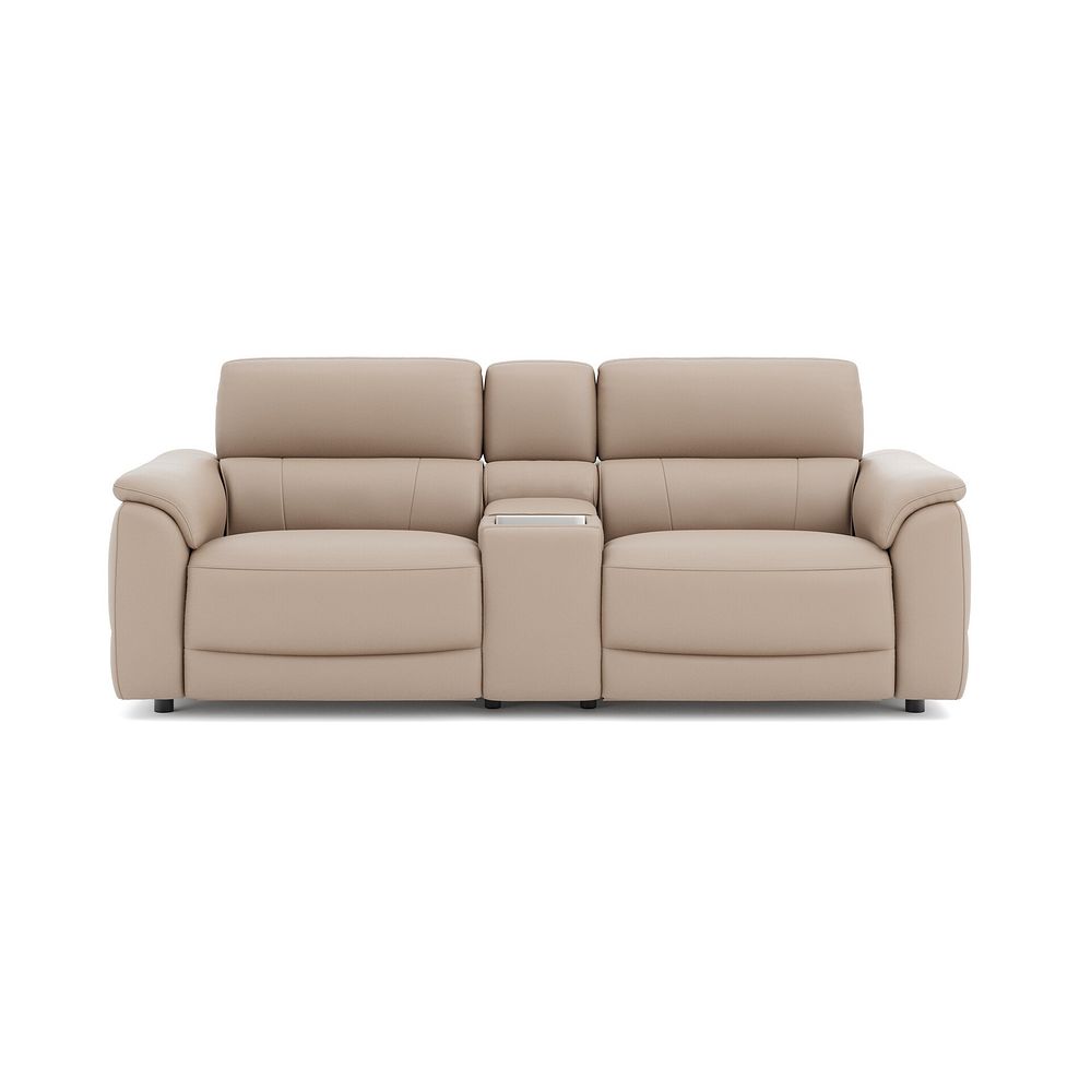 Phoenix 2.5 Seater Power Recliner Console Sofa with Smart Screen and Speakers in  Mushroom Leather 2