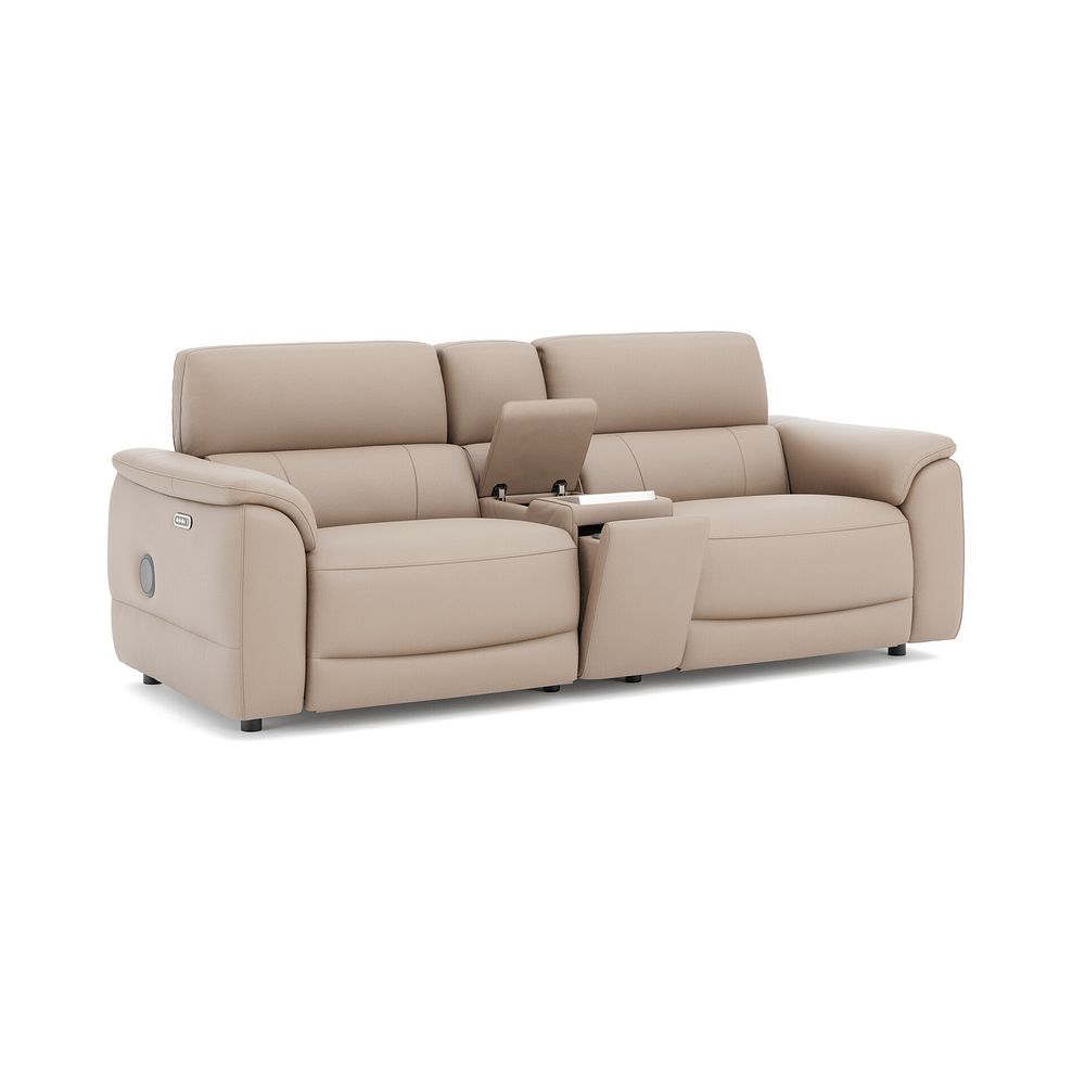 Phoenix 2.5 Seater Power Recliner Console Sofa with Smart Screen and Speakers in  Mushroom Leather 3