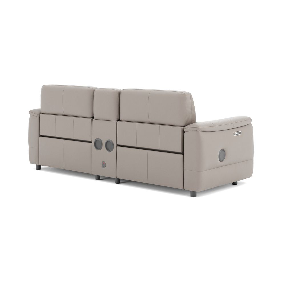 Phoenix 2.5 Seater Power Recliner Console Sofa with Smart Screen and Speakers in  Oyster Leather 5