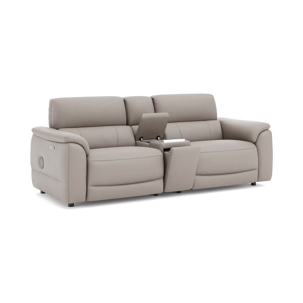 Phoenix 2.5 Seater Power Recliner Console Sofa with Smart Screen and Speakers in  Oyster Leather 3