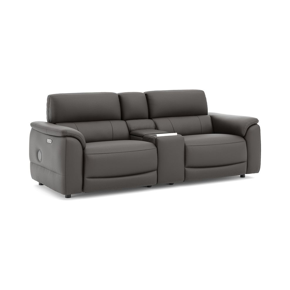 Phoenix 2.5 Seater Power Recliner Console Sofa with Smart Screen and Speakers in  Storm Leather 1