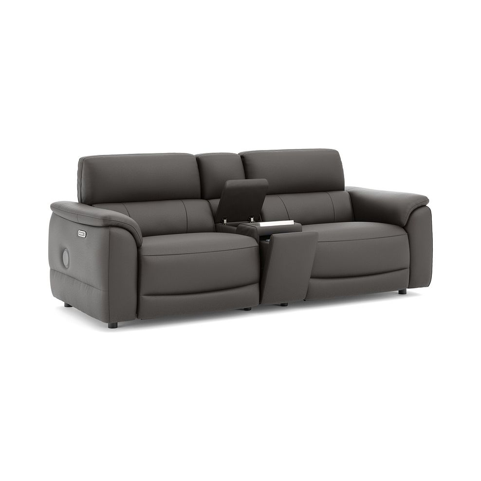 Phoenix 2.5 Seater Power Recliner Console Sofa with Smart Screen and Speakers in  Storm Leather 3