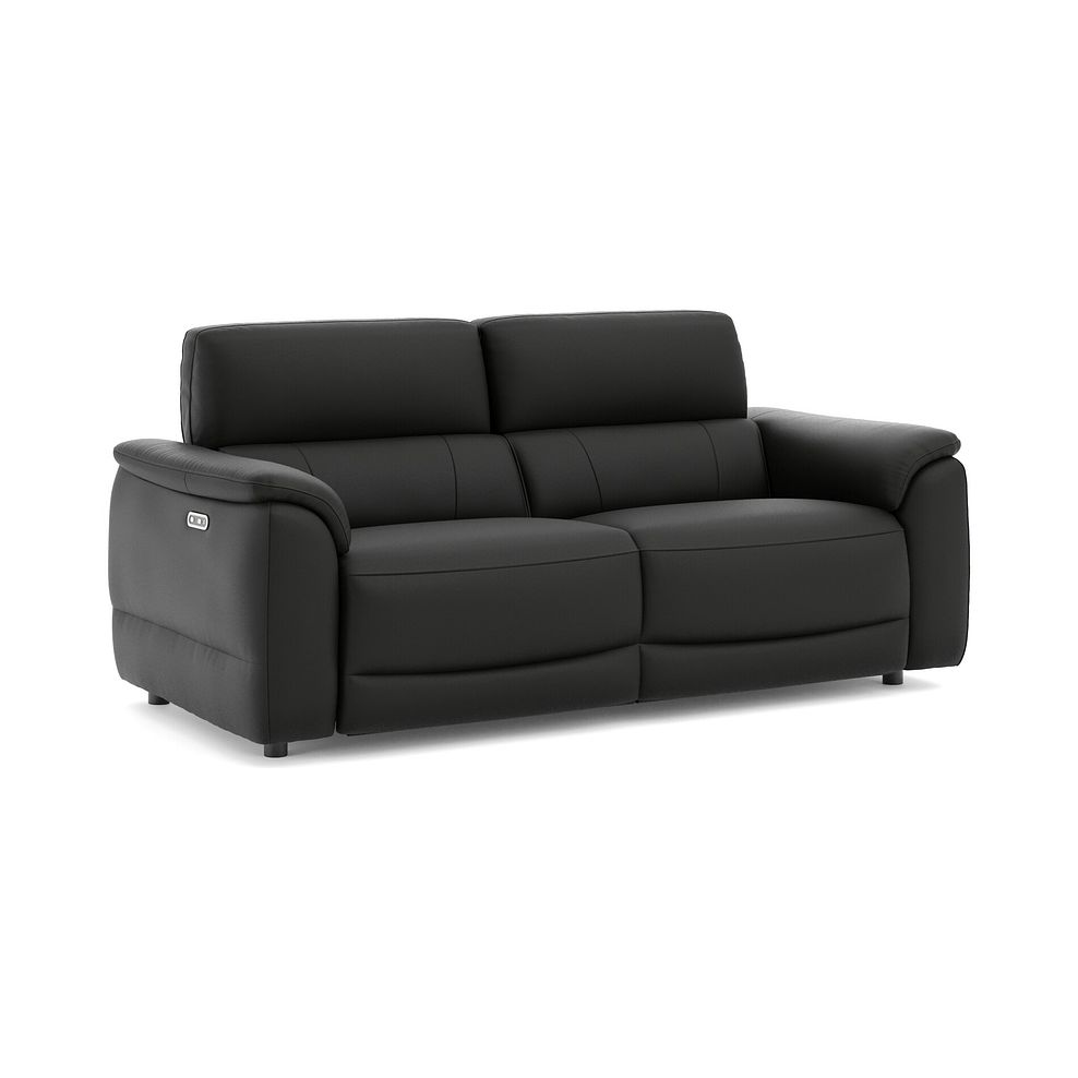 Phoenix 3 Seater Power Recliner Sofa in  Jet Black Leather 1