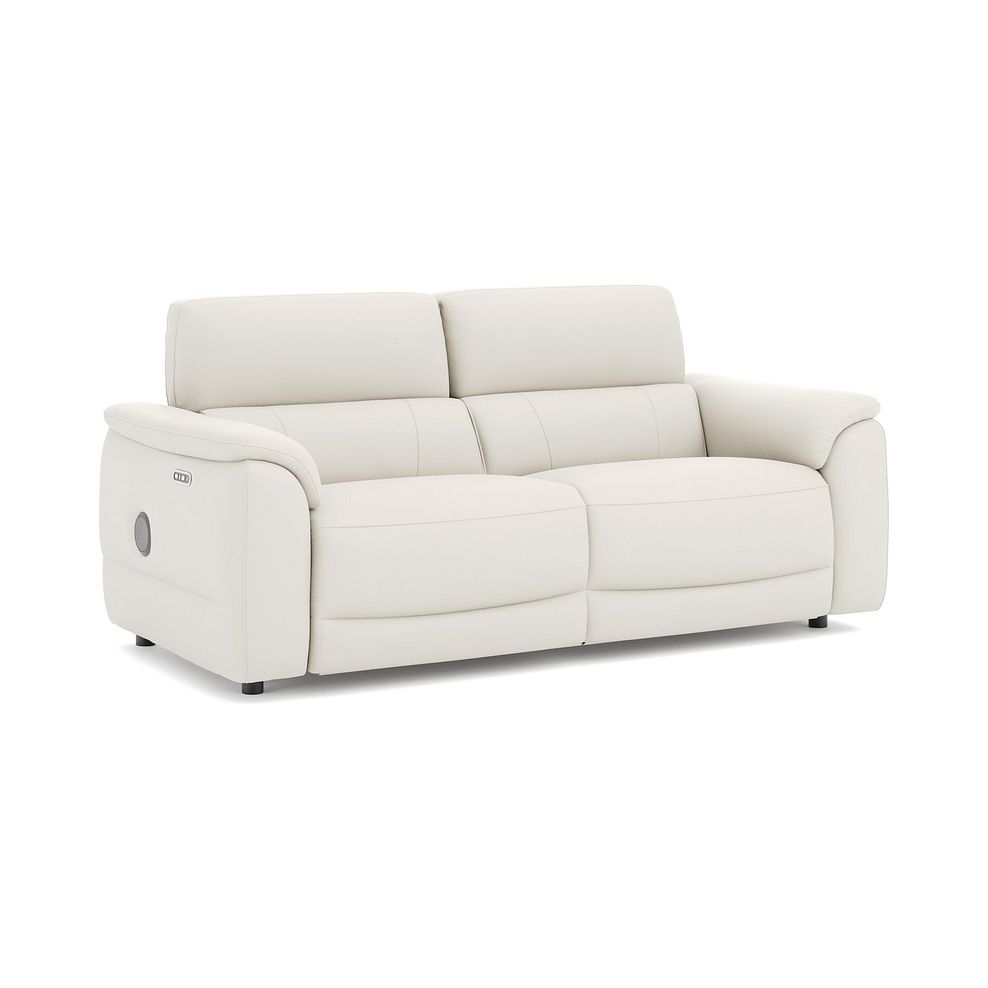 Phoenix 3 Seater Power Recliner Sofa with Adjustable Power Headrests and Speakers in  Bone China Leather 1