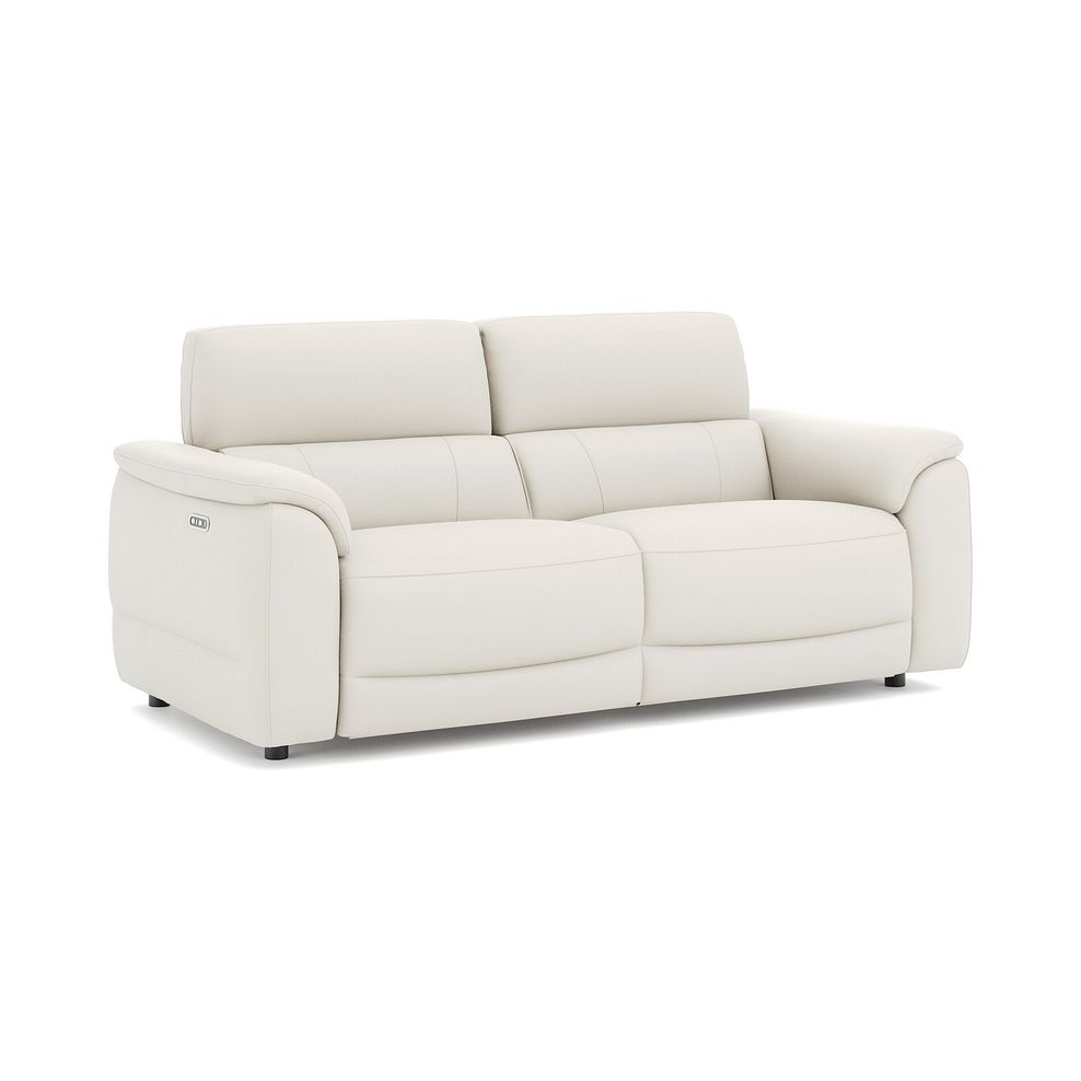 Phoenix 3 Seater Power Recliner Sofa with Adjustable Power Headrests in  Bone China Leather 1