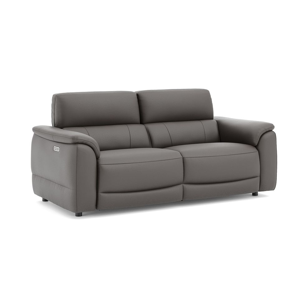 Phoenix 3 Seater Power Recliner Sofa with Adjustable Power Headrests in  Elephant Grey Leather 1