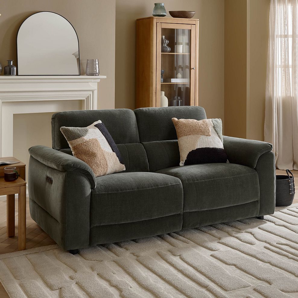 Phoenix 3 Seater Power Recliner Sofa with Adjustable Power Headrests in  Manhattan Pine Fabric 1