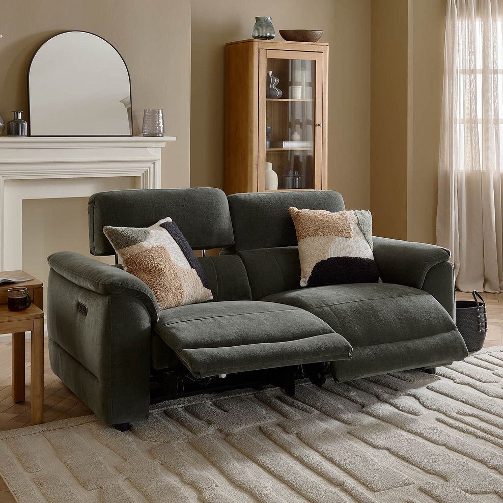 Phoenix 3 Seater Power Recliner Sofa with Adjustable Power Headrests in  Manhattan Pine Fabric 5