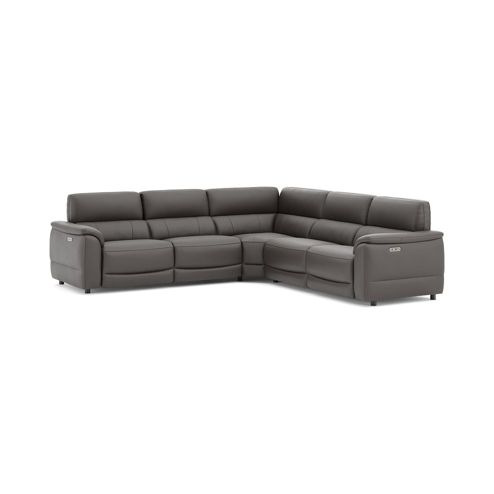 Phoenix Large Corner Electric Recliner Sofa in  Elephant Grey Leather 1