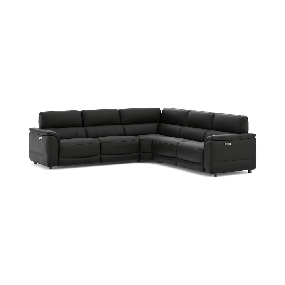 Phoenix Large Corner Electric Recliner Sofa in  Jet Black Leather 1