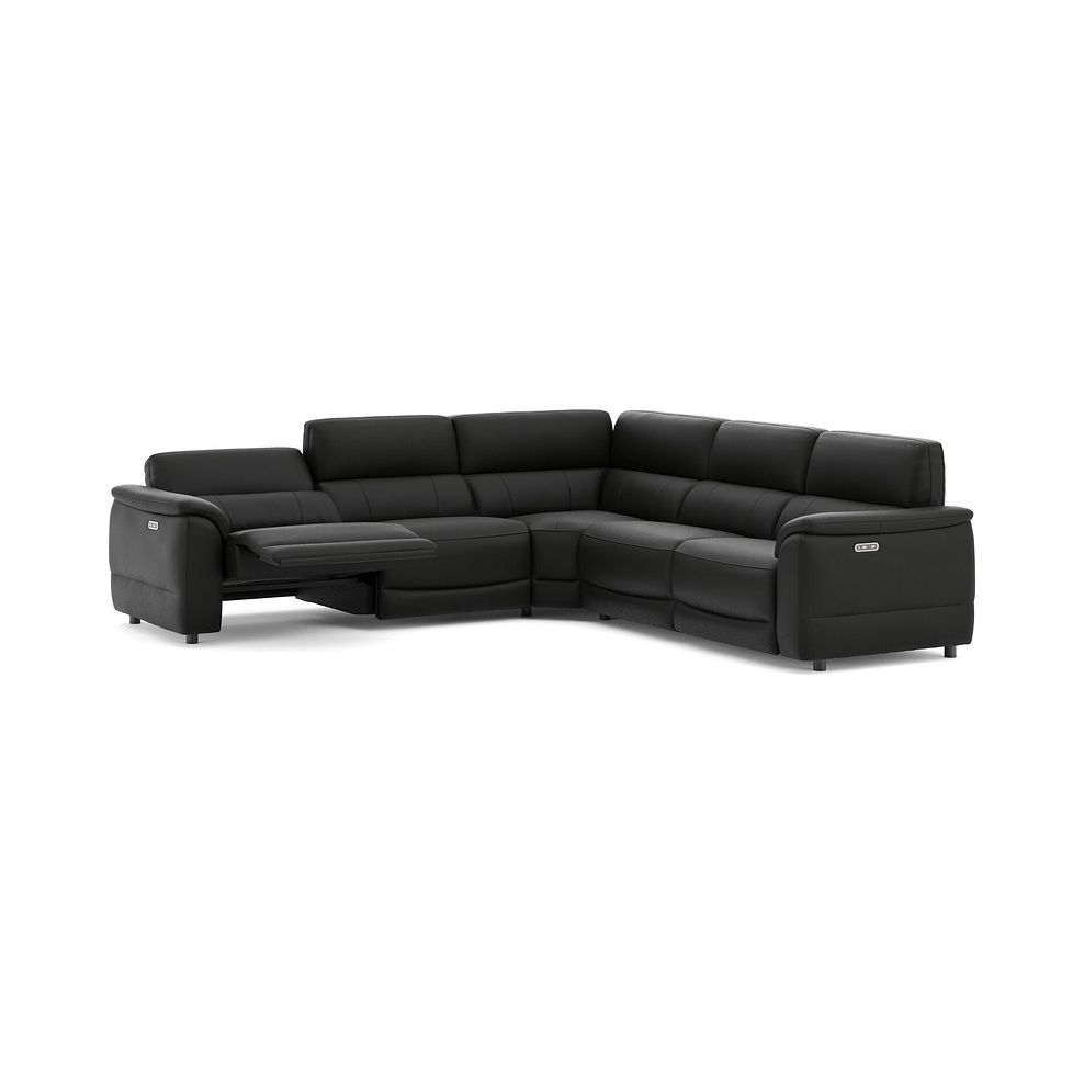 Phoenix Large Corner Electric Recliner Sofa in  Jet Black Leather 3