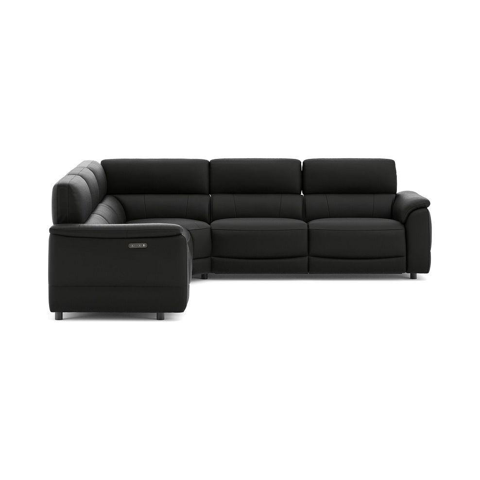 Phoenix Large Corner Electric Recliner Sofa in  Jet Black Leather 4