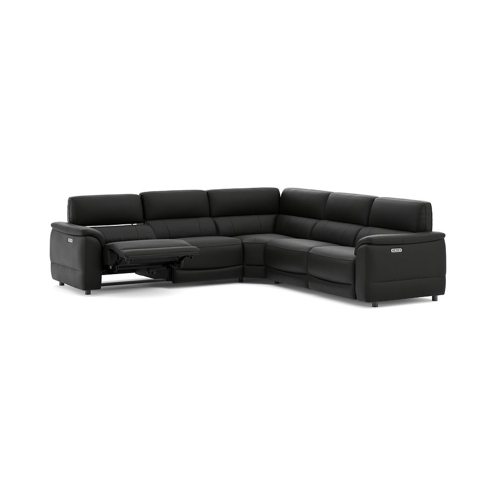 Phoenix Large Corner Electric Recliner Sofa with Adjustable Power Headrests in  Jet Black Leather 3