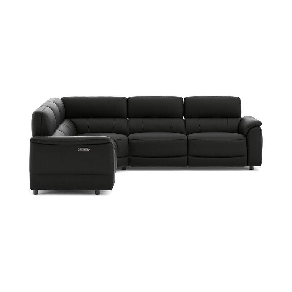 Phoenix Large Corner Electric Recliner Sofa with Adjustable Power Headrests in  Jet Black Leather 4