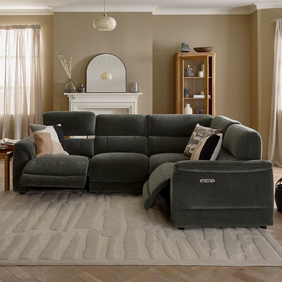 Phoenix Left Corner Recliner Sofa with Power Headrests in Manhattan Pine Fabric 10