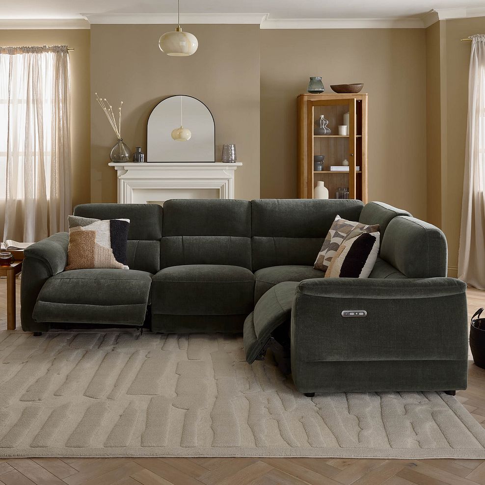 Phoenix Left Corner Recliner Sofa with Power Headrests in Manhattan Pine Fabric 9