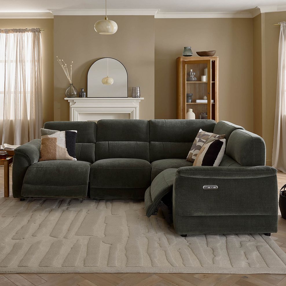 Phoenix Left Corner Recliner Sofa with Power Headrests in Manhattan Pine Fabric 8