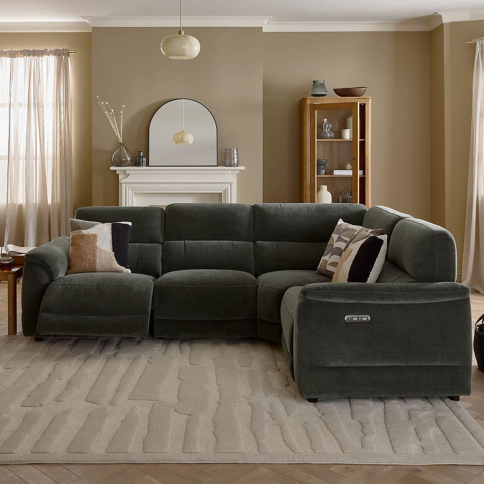 Phoenix Left Corner Recliner Sofa with Power Headrests in Manhattan Pine Fabric 7