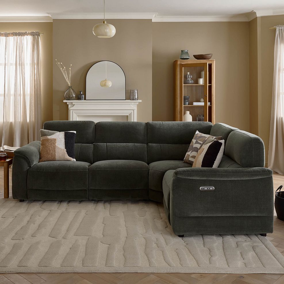Phoenix Left Corner Recliner Sofa with Power Headrests in Manhattan Pine Fabric 6