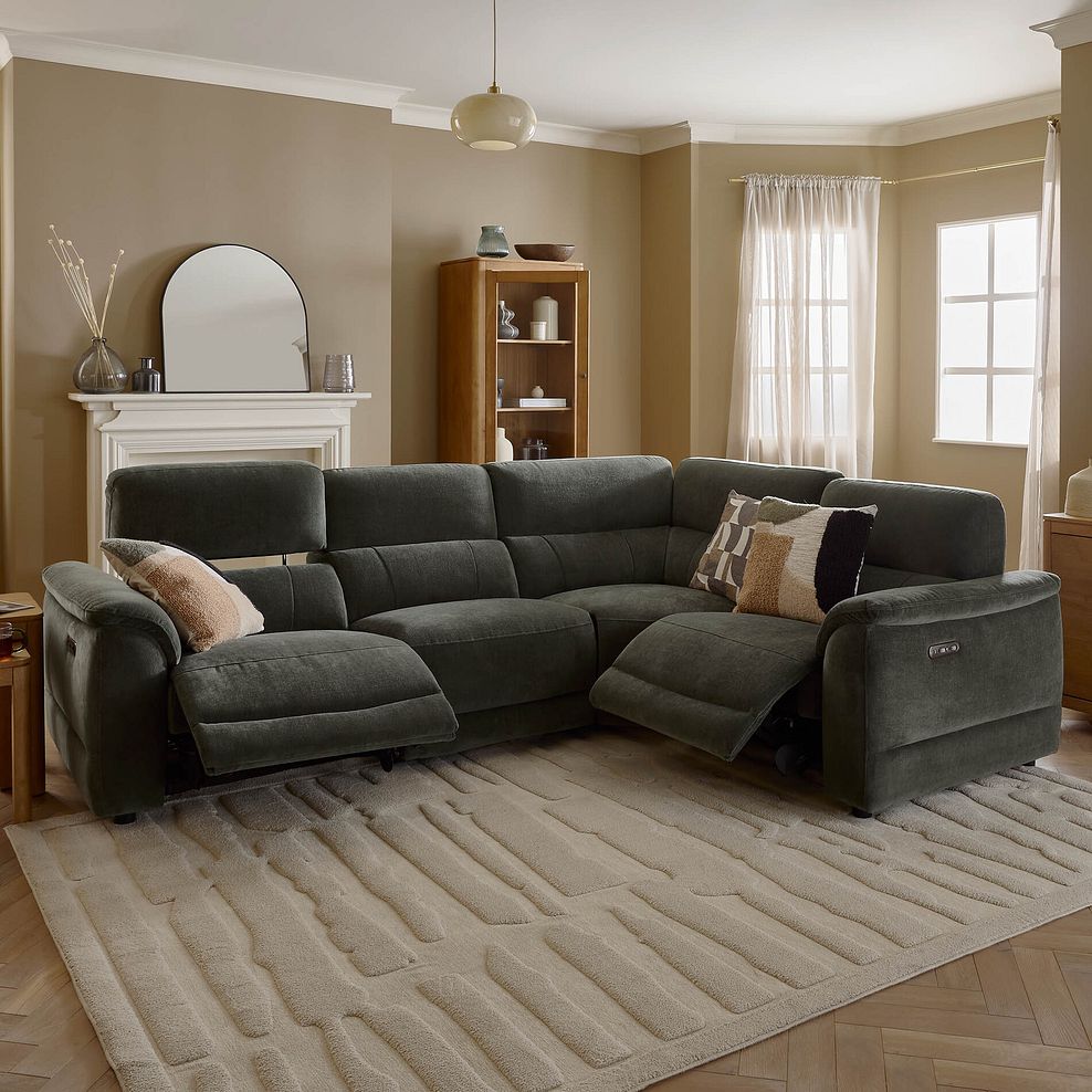 Phoenix Left Corner Recliner Sofa with Power Headrests in Manhattan Pine Fabric 5