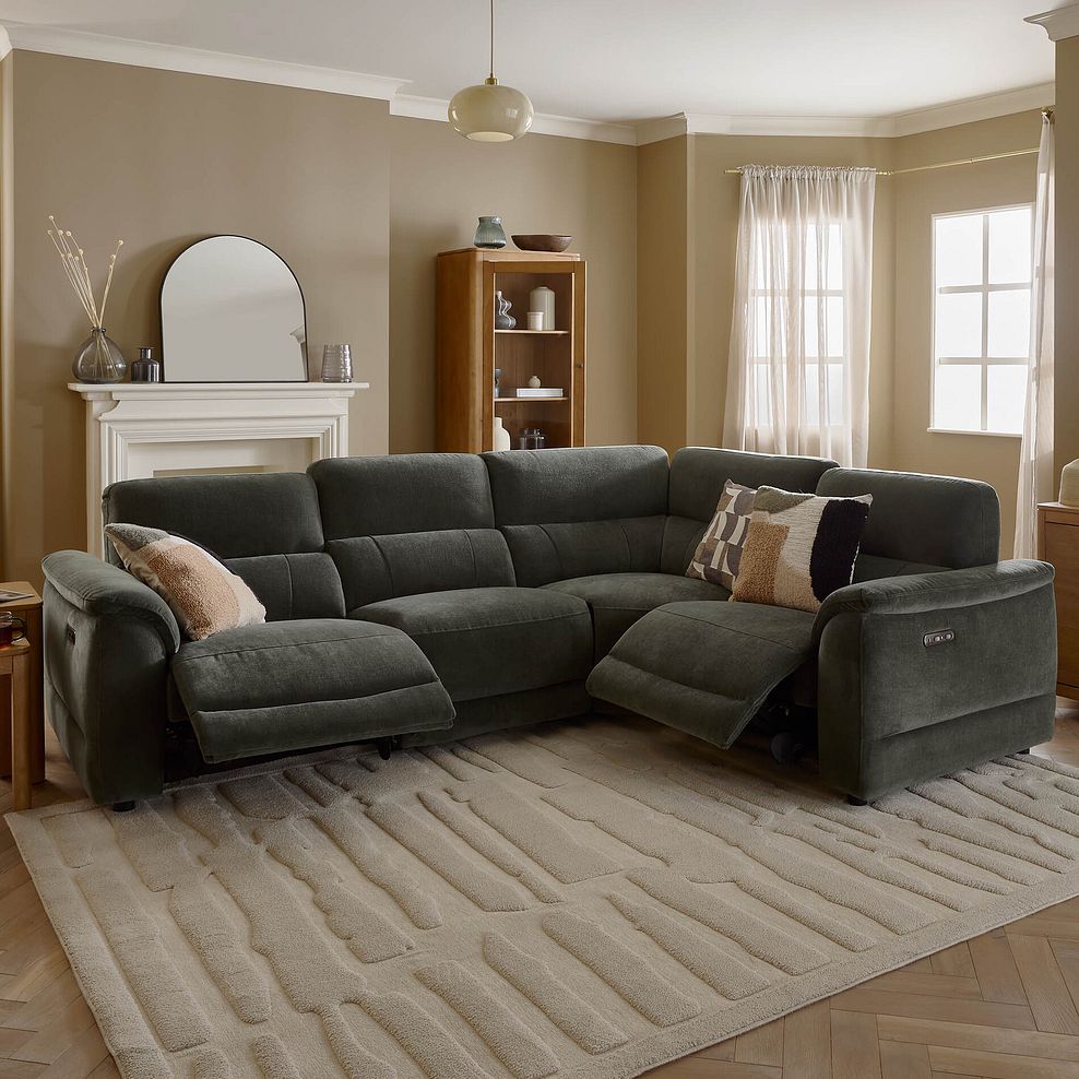 Phoenix Left Corner Recliner Sofa with Power Headrests in Manhattan Pine Fabric 4