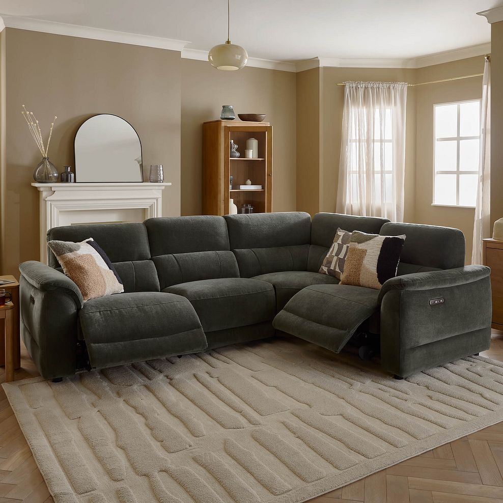 Phoenix Left Corner Recliner Sofa with Power Headrests in Manhattan Pine Fabric 3