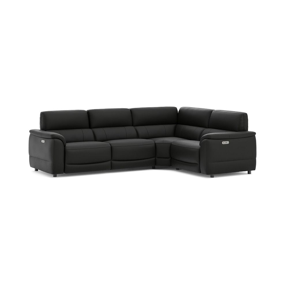 Phoenix Left hand Corner Electric Recliner Sofa in  Jet Black Leather 1