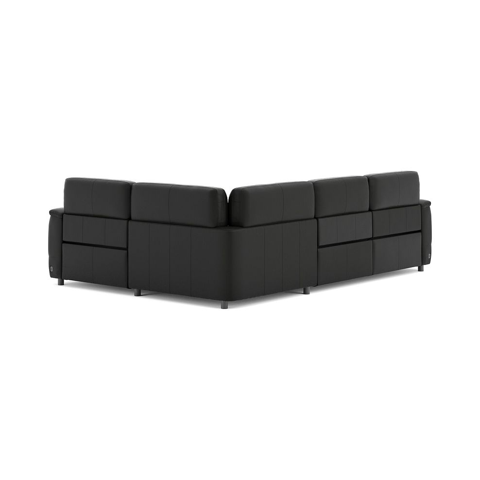 Phoenix Left hand Corner Electric Recliner Sofa in  Jet Black Leather 5