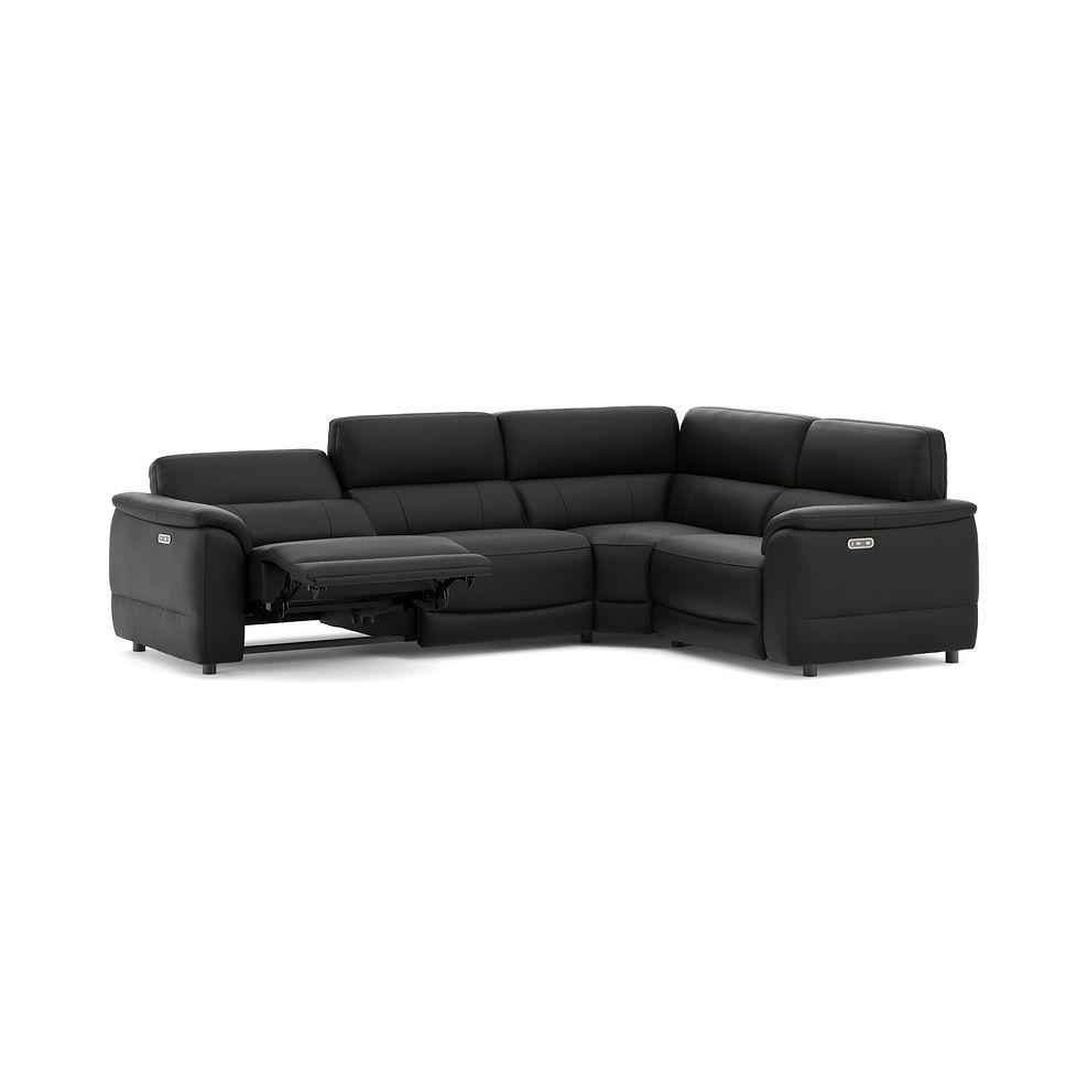 Phoenix Left hand Corner Electric Recliner Sofa in  Jet Black Leather 3