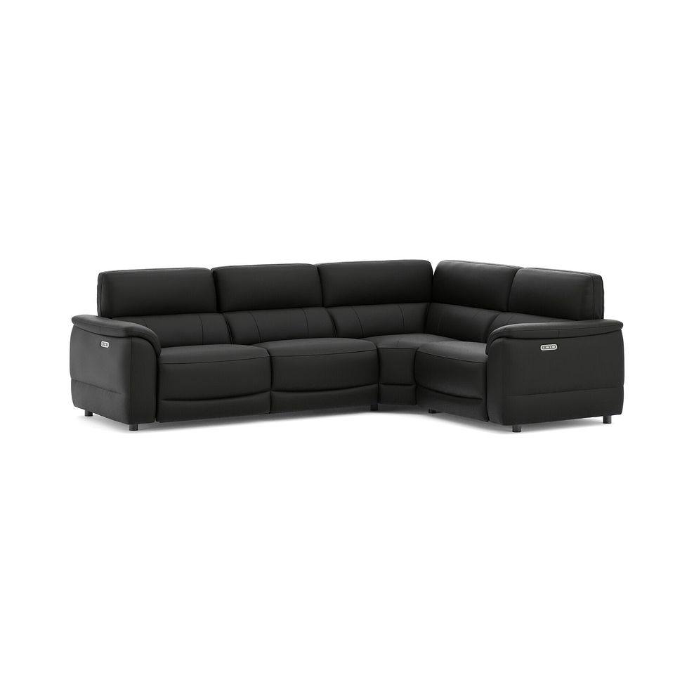 Phoenix Left hand Corner Electric Recliner Sofa with Adjustable Power Headrests in  Jet Black Leather 1