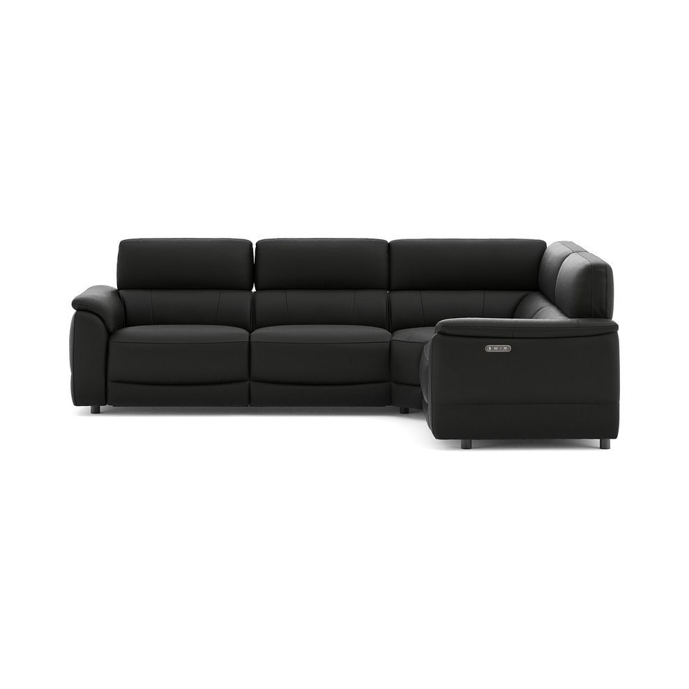 Phoenix Left hand Corner Electric Recliner Sofa with Adjustable Power Headrests in  Jet Black Leather 2