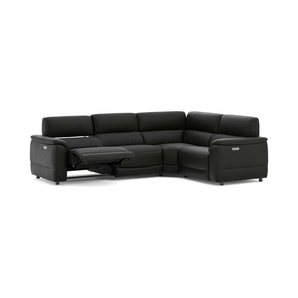 Phoenix Left hand Corner Electric Recliner Sofa with Adjustable Power Headrests in  Jet Black Leather 3