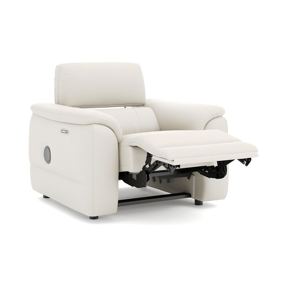 Phoenix Power Recliner Armchair with Adjustable Power Headrest and Speakers in  Bone China Leather 3
