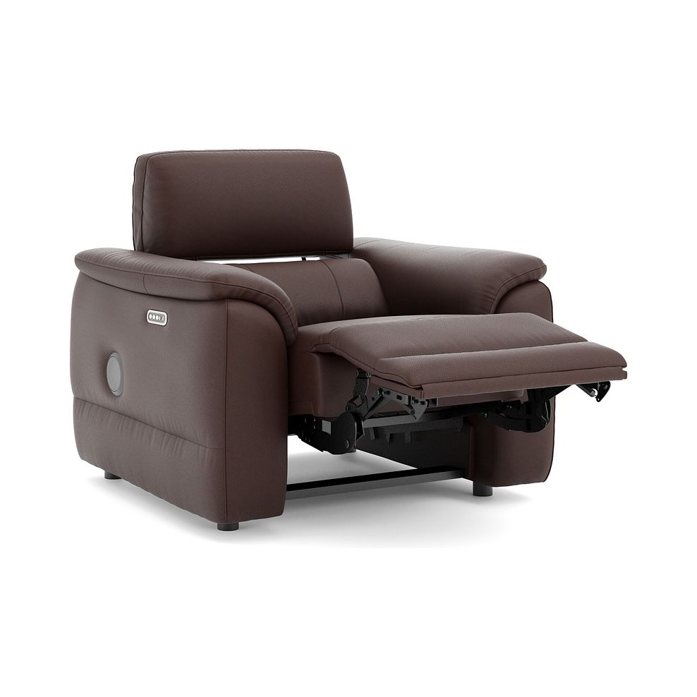 Phoenix Power Recliner Armchair with Adjustable Power Headrest and Speakers in  Chestnut Leather 3