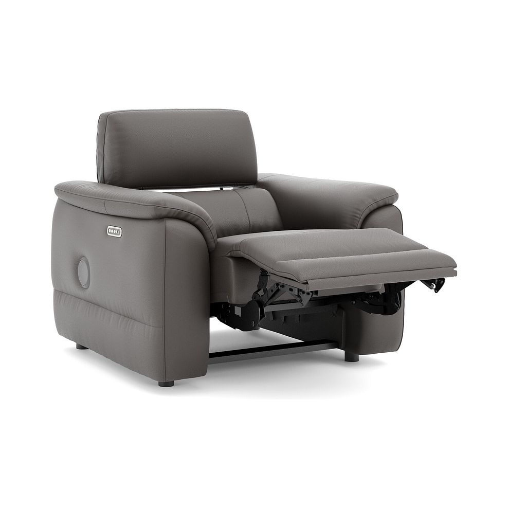 Phoenix Power Recliner Armchair with Adjustable Power Headrest and Speakers in  Elephant Grey Leather 3