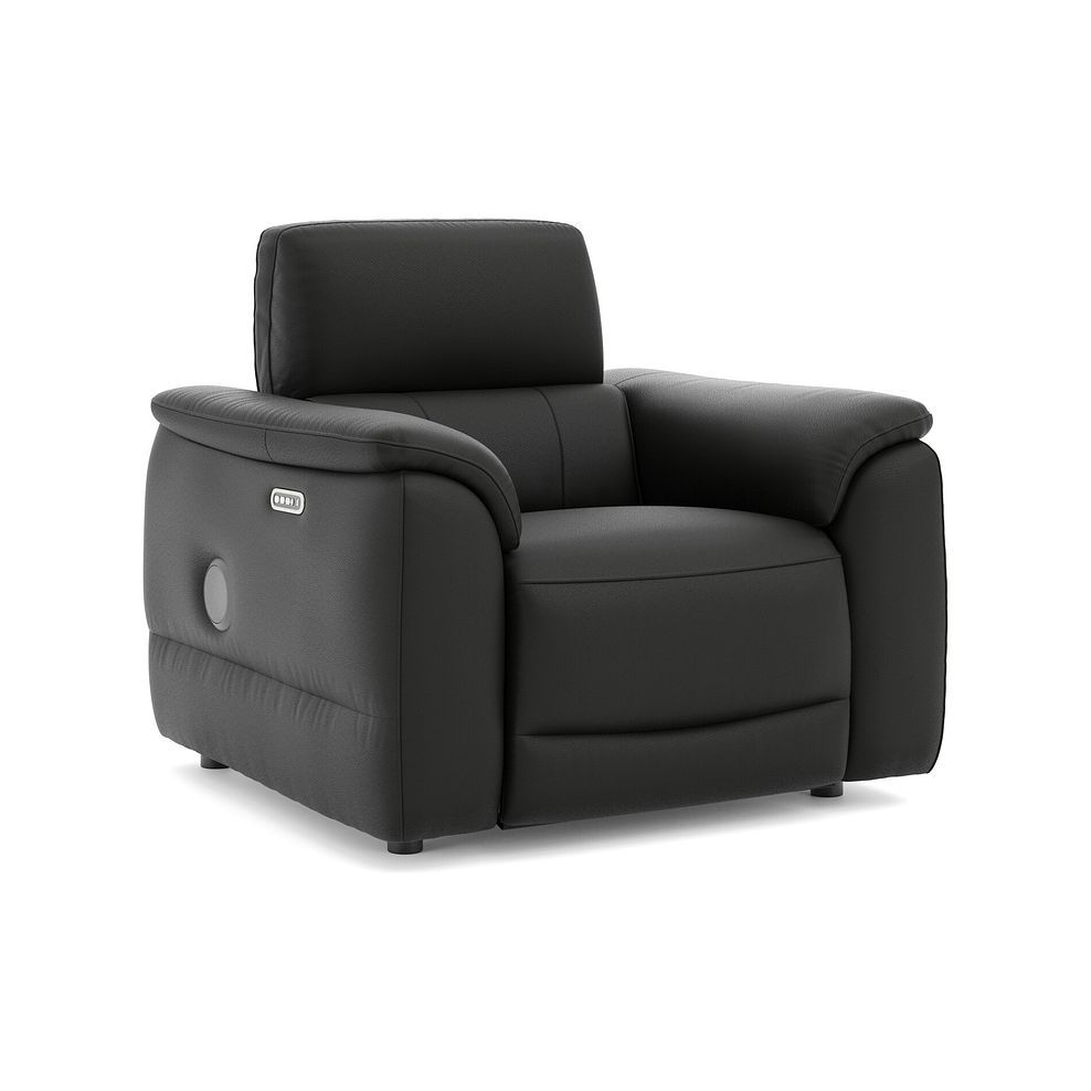 Phoenix Power Recliner Armchair with Adjustable Power Headrest and Speakers in  Jet Black Leather 1