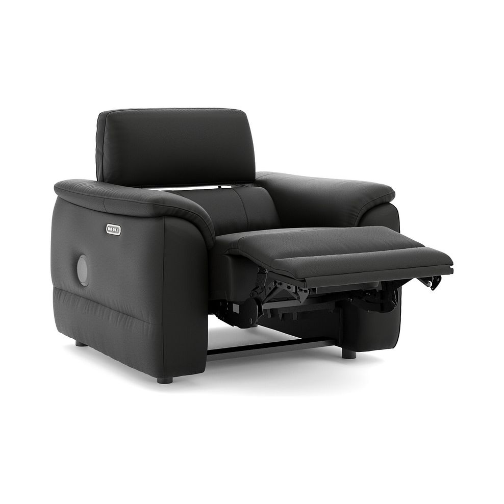 Phoenix Power Recliner Armchair with Adjustable Power Headrest and Speakers in  Jet Black Leather 3