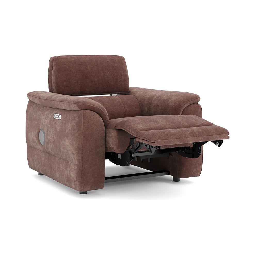 Phoenix Power Recliner Armchair with Adjustable Power Headrest and Speakers in  Manhattan Burnt Sienna Fabric 3
