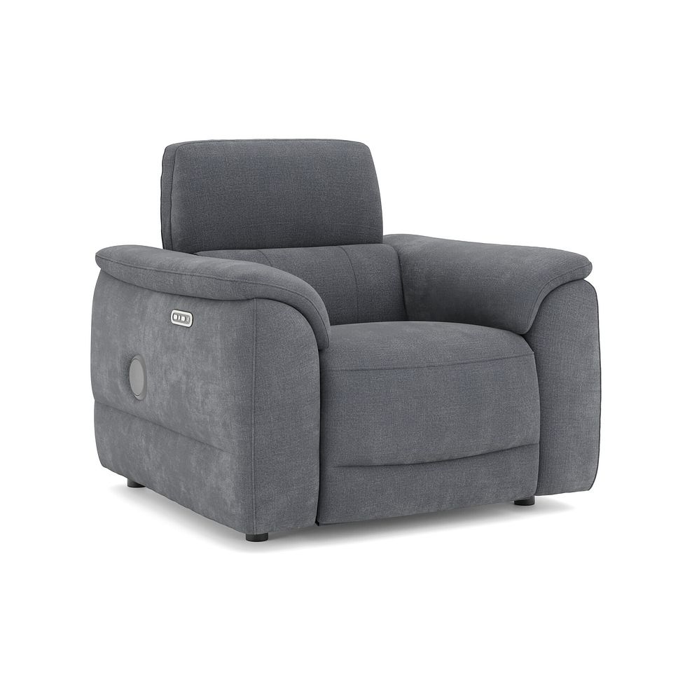 Phoenix Power Recliner Armchair with Adjustable Power Headrest and Speakers in  Manhattan Charcoal Fabric 1
