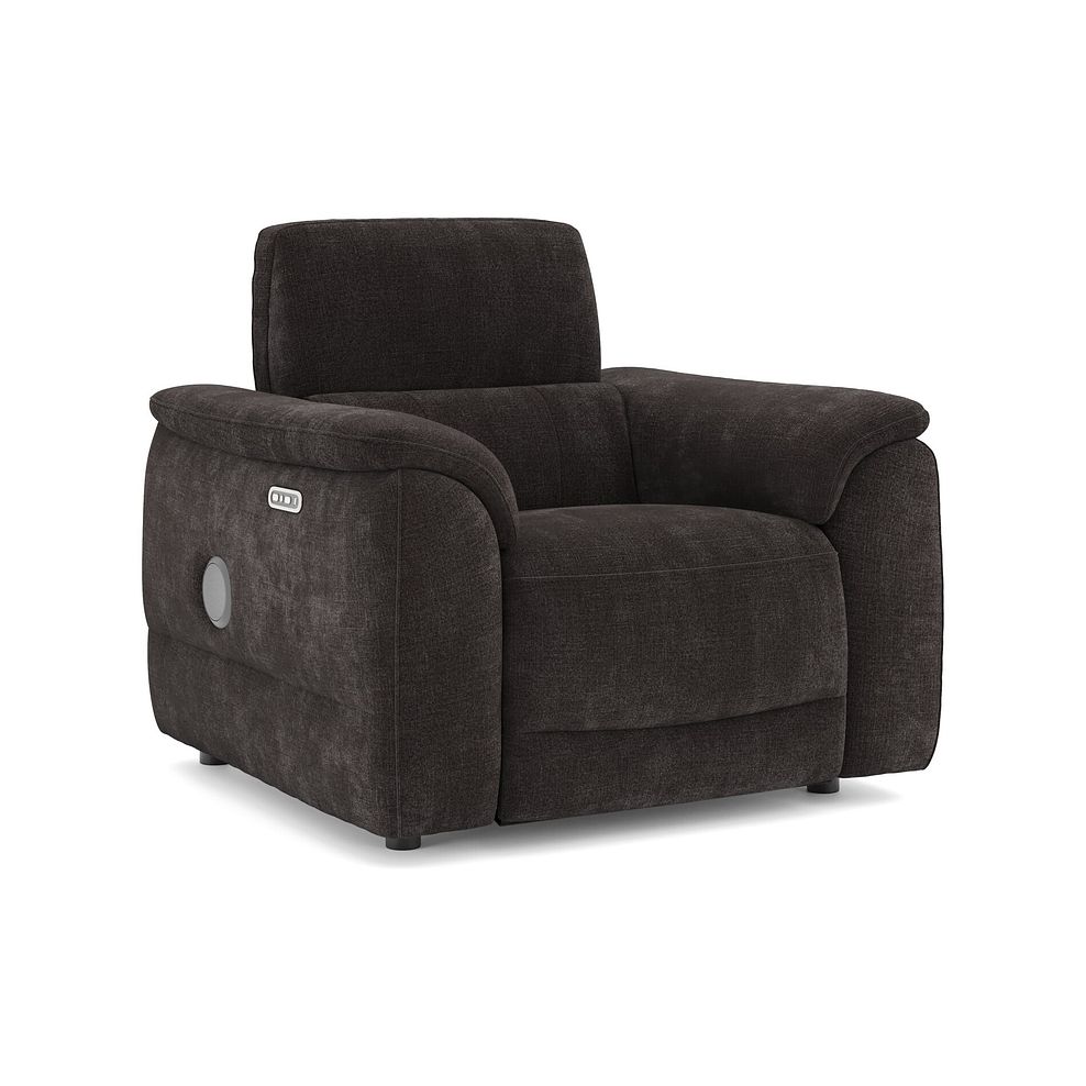 Phoenix Power Recliner Armchair with Adjustable Power Headrest and Speakers in  Manhattan Mushroom Fabric 1