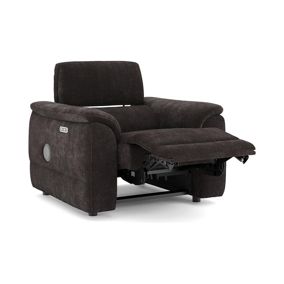 Phoenix Power Recliner Armchair with Adjustable Power Headrest and Speakers in  Manhattan Mushroom Fabric 3