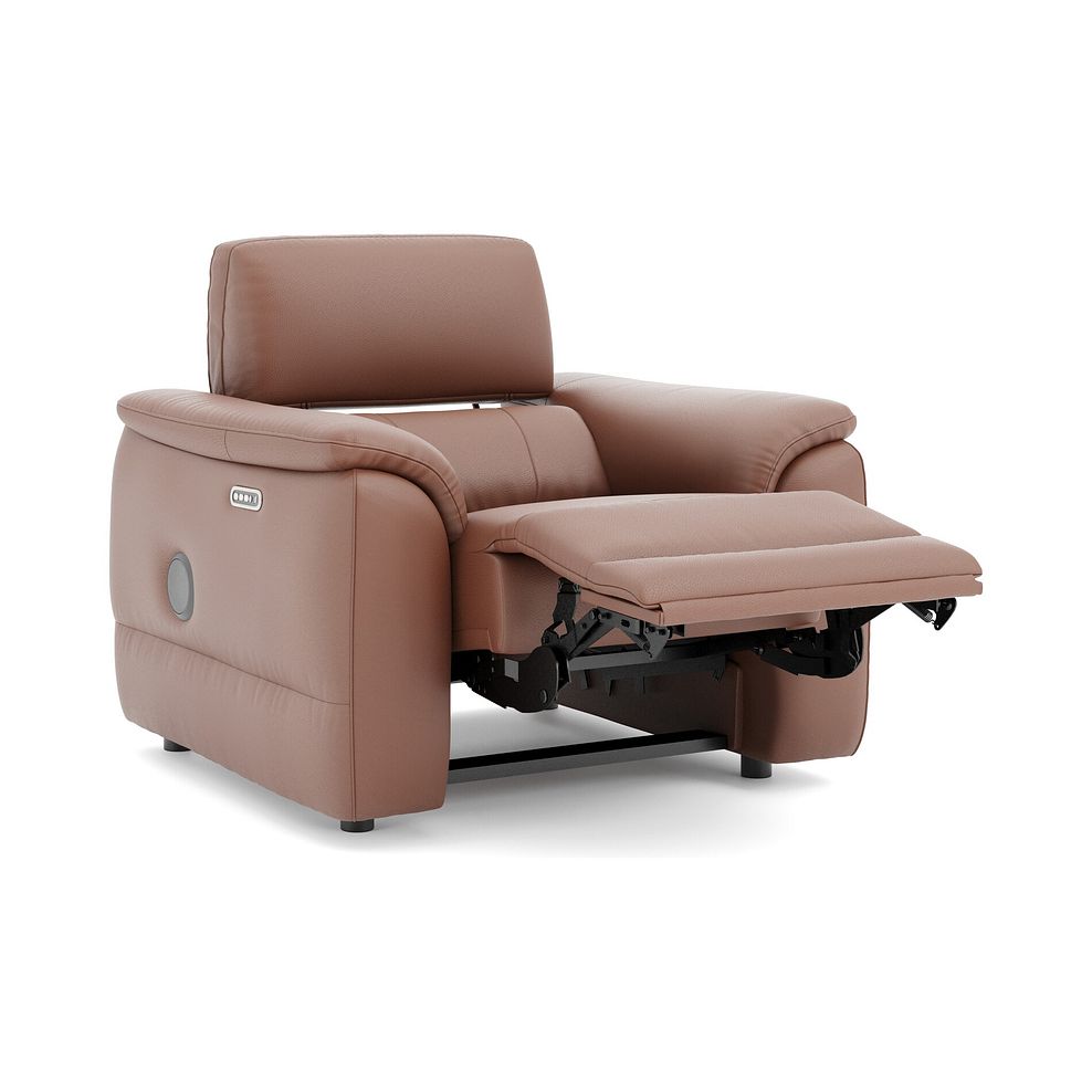 Phoenix Power Recliner Armchair with Adjustable Power Headrest and Speakers in  Mocha Mousse Leather 3