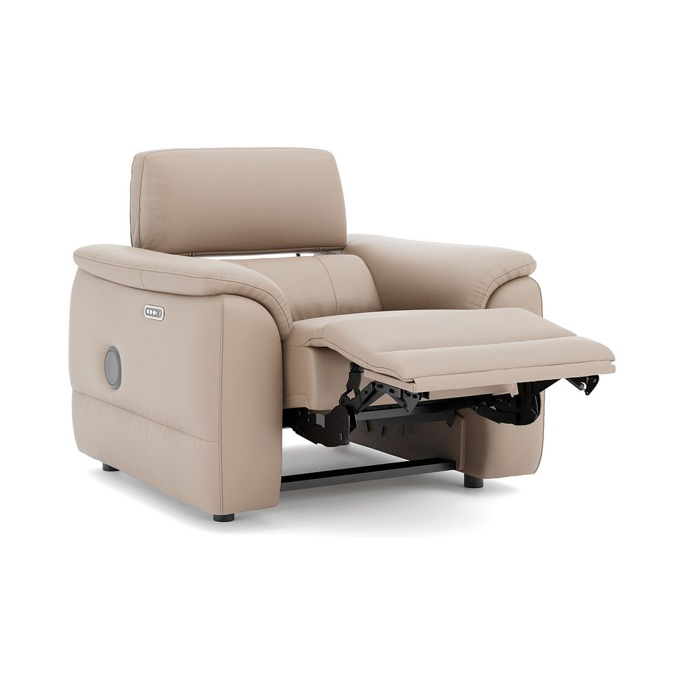 Phoenix Power Recliner Armchair with Adjustable Power Headrest and Speakers in  Mushroom Leather 3