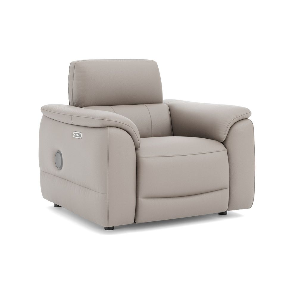 Phoenix Power Recliner Armchair with Adjustable Power Headrest and Speakers in  Oyster Leather 1