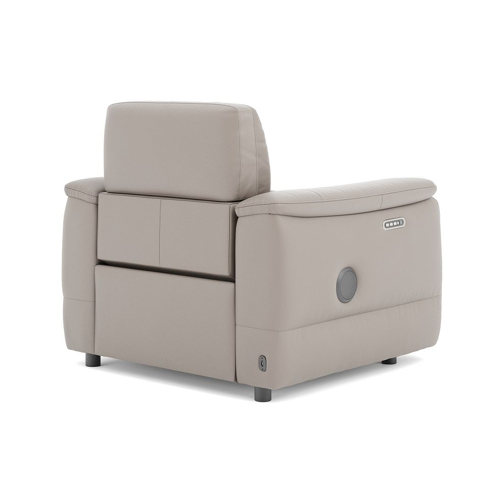 Phoenix Power Recliner Armchair with Adjustable Power Headrest and Speakers in  Oyster Leather 5