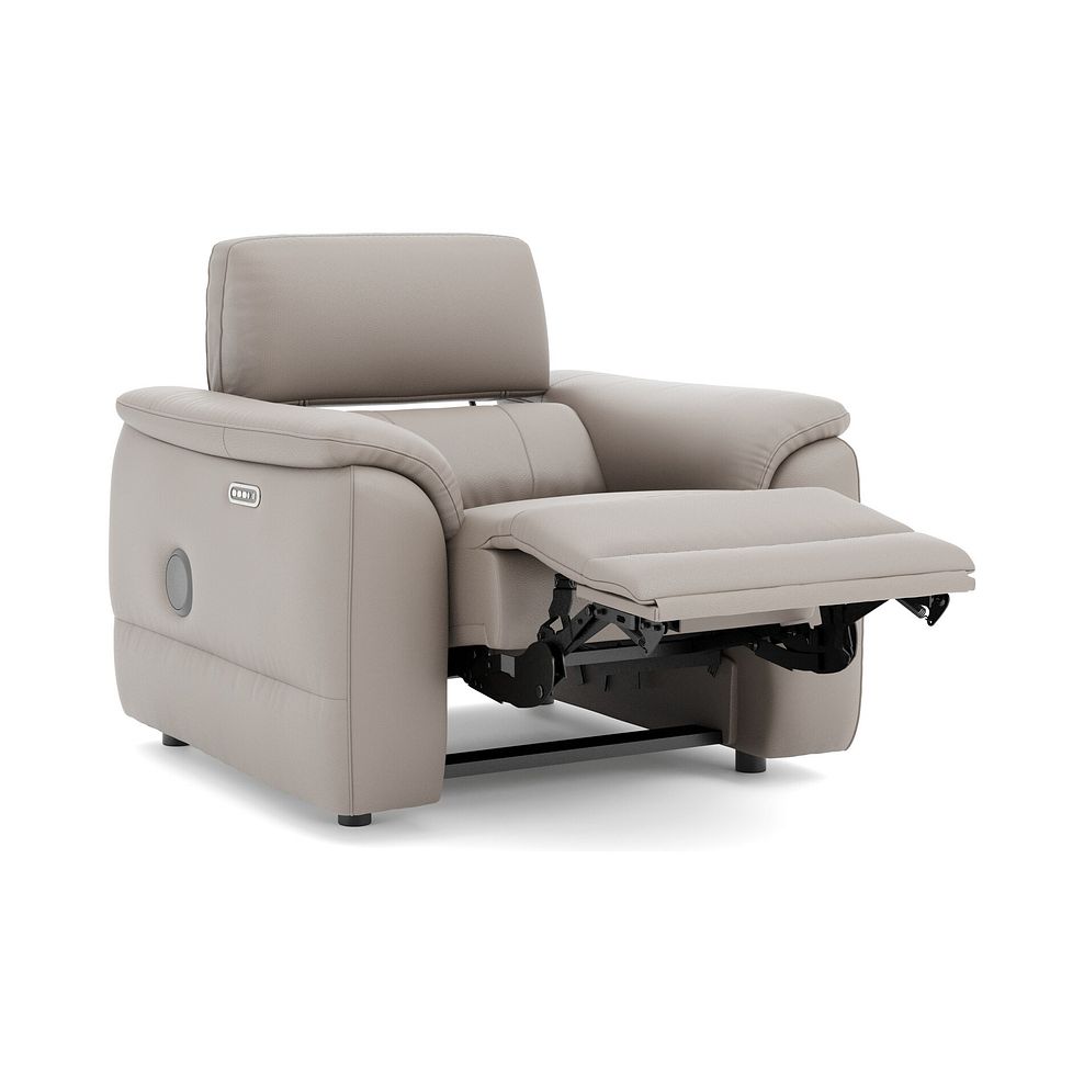 Phoenix Power Recliner Armchair with Adjustable Power Headrest and Speakers in  Oyster Leather 3