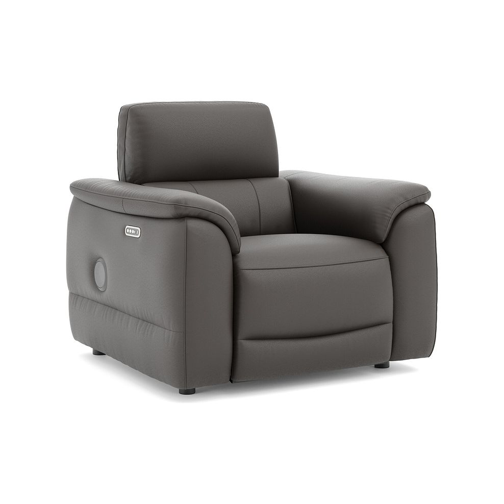Phoenix Power Recliner Armchair with Adjustable Power Headrest and Speakers in  Storm Leather 1