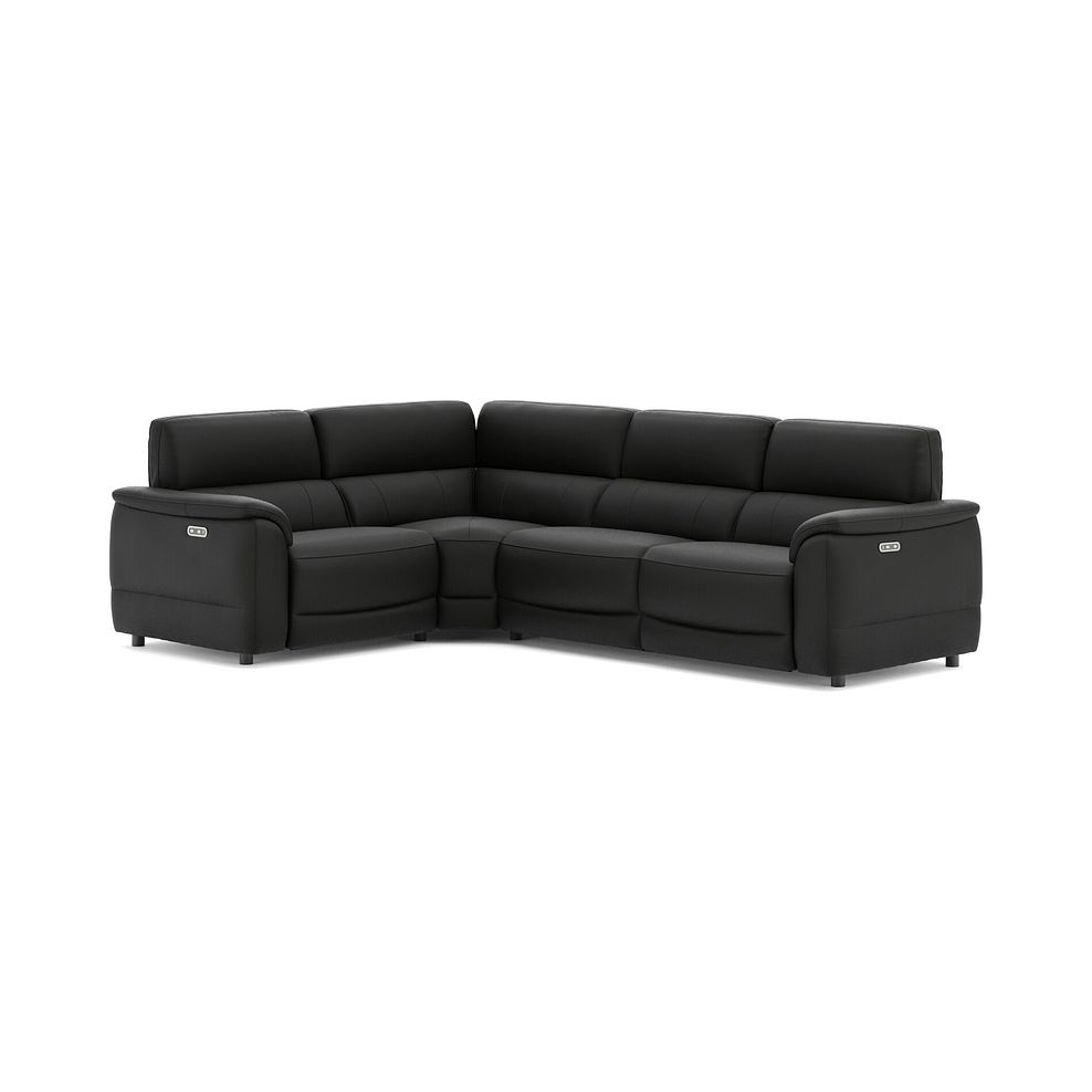 Phoenix Right hand Corner Electric Recliner Sofa in  Jet Black Leather 1